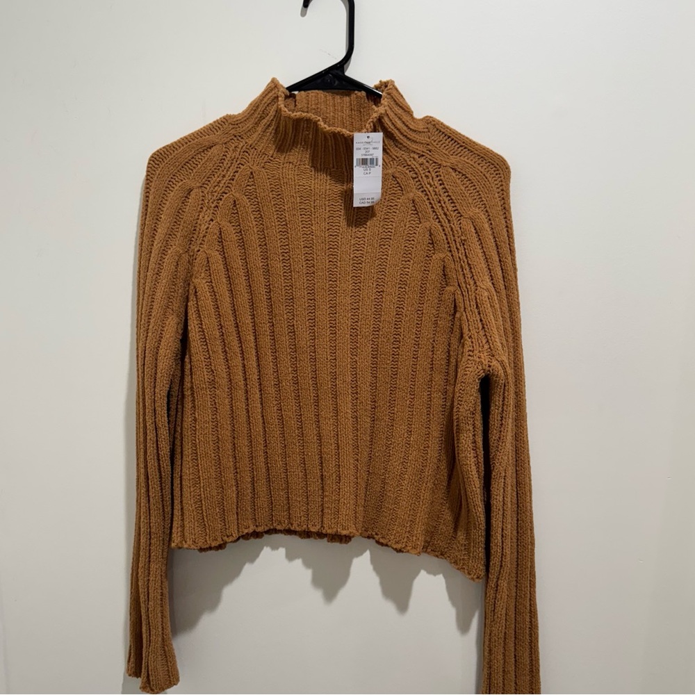 American Eagle Brown Ribbed Chenille‎ Mock Neck Sweater – Small (NWT)